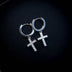 Diamond Cross Hoop Earrings in White Gold - The GLD Shop