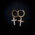 Diamond Cross Hoop Earrings in Yellow Gold - The GLD Shop