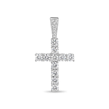 Lab Grown Diamond Cross Pendant in Solid White Gold