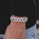 Pulsera de Eslabones de Punta de Diamante en Oro Blanco - 19 mm