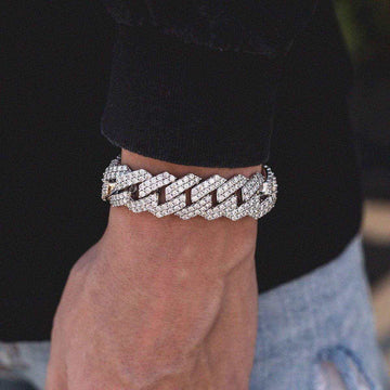 Diamond Prong Link Bracelet in White Gold - 19mm