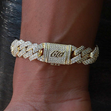 Diamond Prong Link Bracelet in Yellow Gold - 12mm - The GLD Shop
