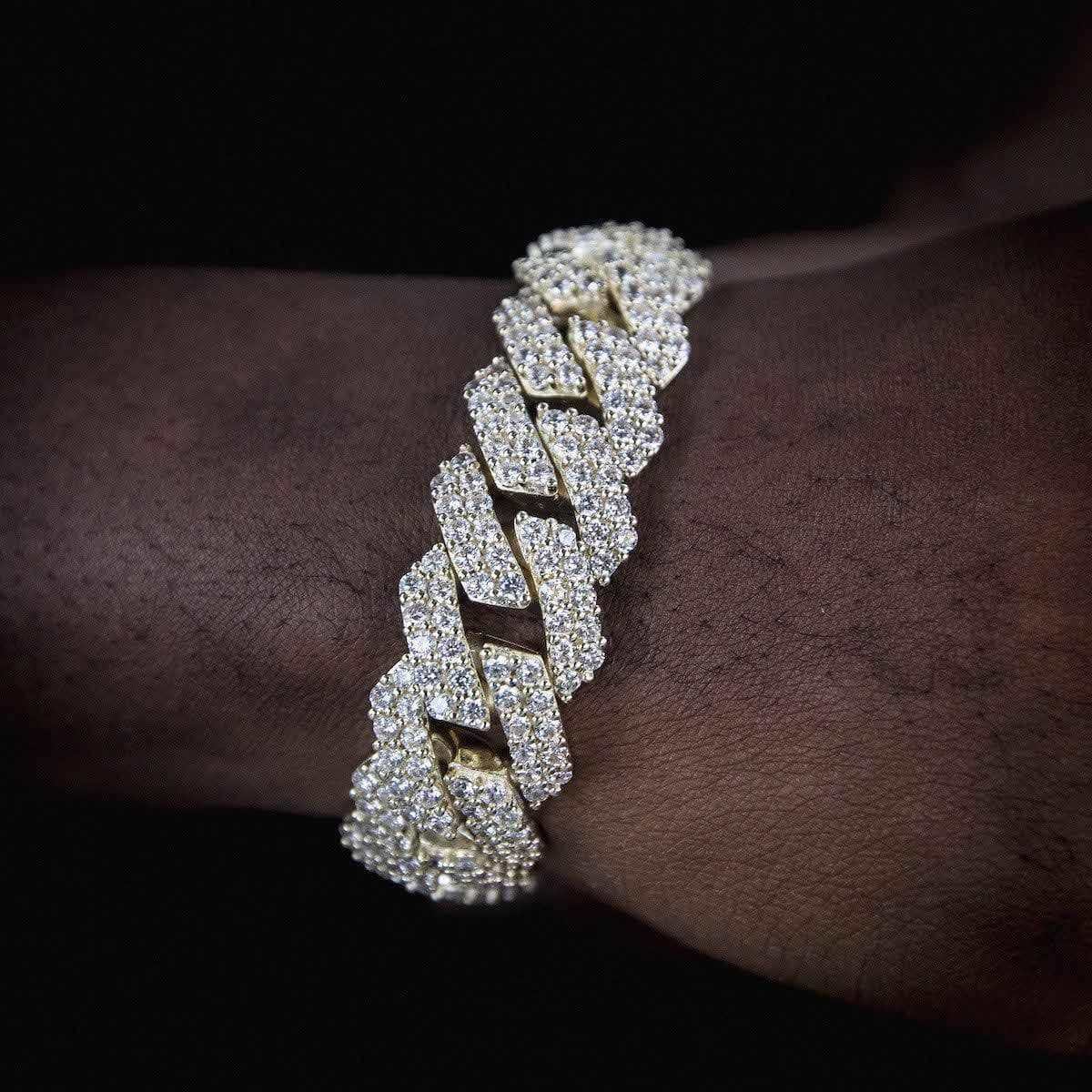 Diamond Prong Link Bracelet in Yellow Gold - 19mm - The GLD Shop