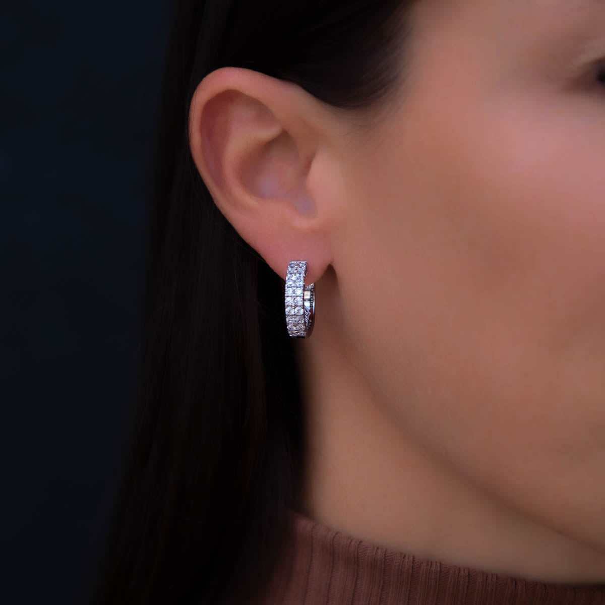 Double Row Hoop Earrings in White Gold – The GLD Shop
