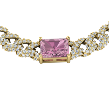 Rose Stone Diamond Cuban Necklace