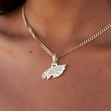 Philadelphia Eagles Official NFL Micro Logo Pendant - Yellow Gold