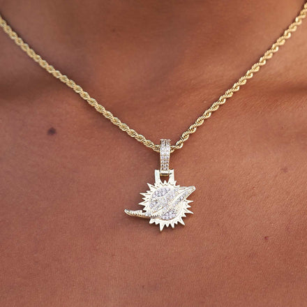 Miami Dolphins Official NFL Micro Logo Pendant - Yellow Gold