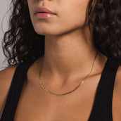 Solid Gold Micro Figaro Link Necklace