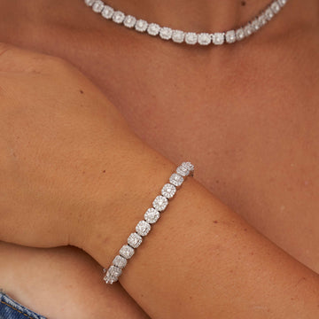 Pulsera de tenis microengastada - Oro blanco