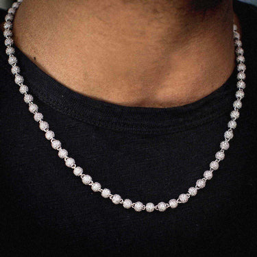 Iced Ball Chain in White Gold - 4mm- The GLD Shop