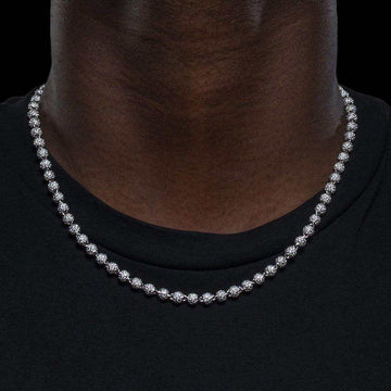 Iced Ball Chain in White Gold - 4mm