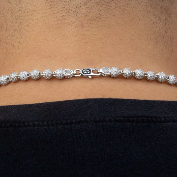 Iced Ball Chain in White Gold - 4mm - The GLD Shop