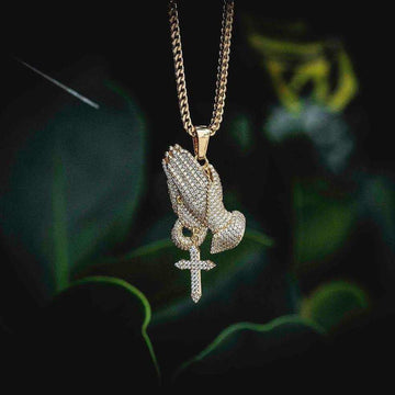 Iced Praying Hands Pendant - The GLD Shop