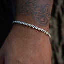 Pulsera de cuerda de oro blanco macizo de 14k (4 mm)
