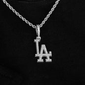 Los Angeles Dodgers Official MLB Micro Logo Pendant in White Gold