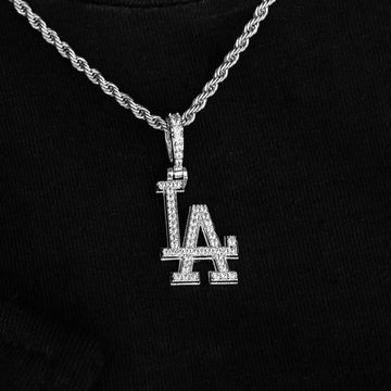 Los Angeles Dodgers Official MLB Micro Logo Pendant in White Gold
