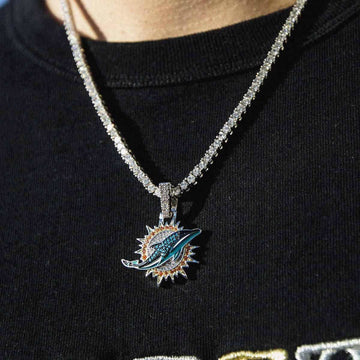 Miami Dolphins Official NFL Pendant, 14k White - The GLD Shop Miami Dolphins Official NFL Pendant, 14k White - The GLD Shop