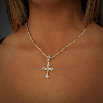 Iced Celtic Cross in Yellow Gold