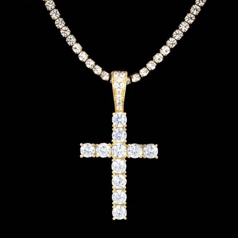 Micro Diamond Cross in Yellow Gold – The GLD Shop