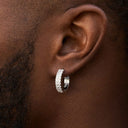 Double Row Hoop Earrings in White Gold