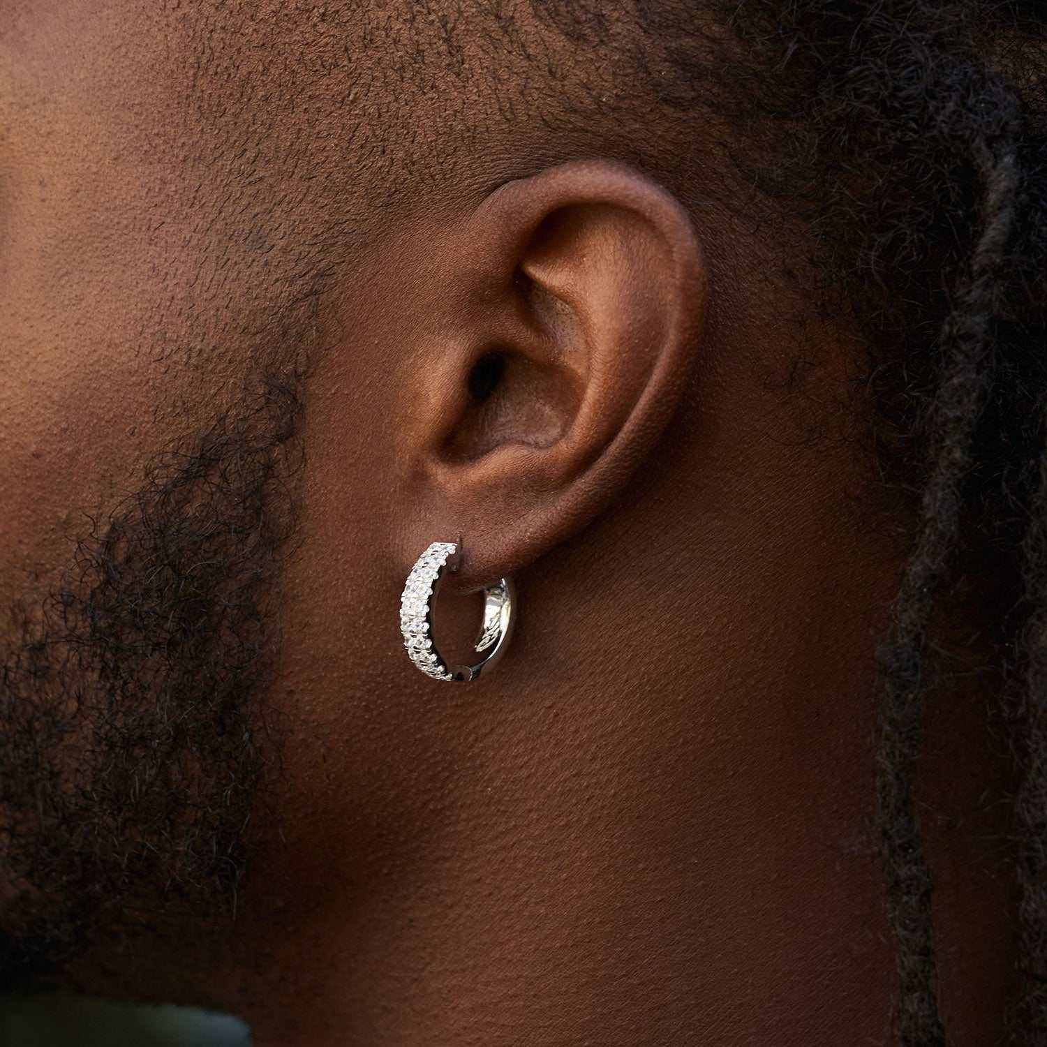 Double Row Hoop Earrings in White Gold – The GLD Shop