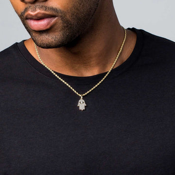 Micro Iced Hamsah Pendant in Yellow Gold - The GLD Shop