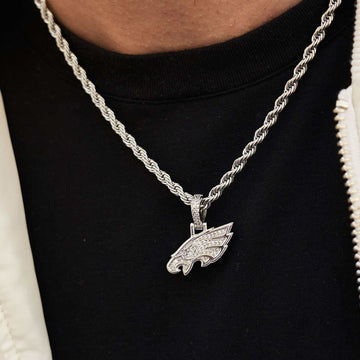 Colgante con micrologotipo oficial de los Philadelphia Eagles de la NFL - Oro blanco