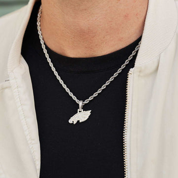 Colgante con micrologotipo oficial de los Philadelphia Eagles de la NFL - Oro blanco
