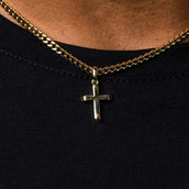 18k Vermeil Micro Simple Cross Pendant in Yellow Gold