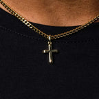 18k Vermeil Micro Simple Cross Pendant in Yellow Gold