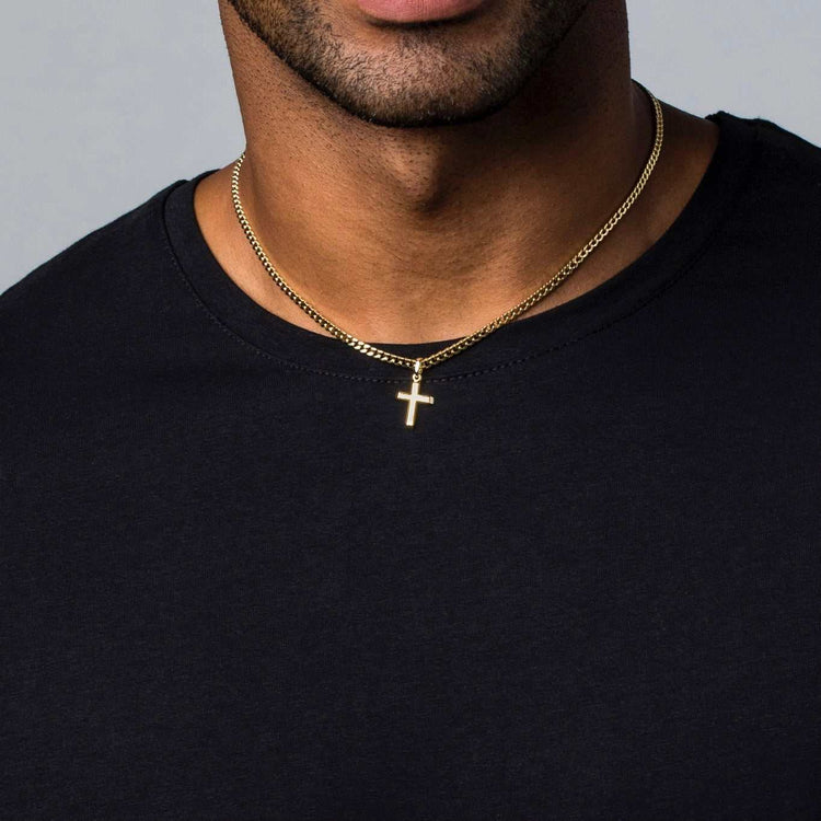 18k Vermeil Micro Simple Cross Pendant in Yellow Gold