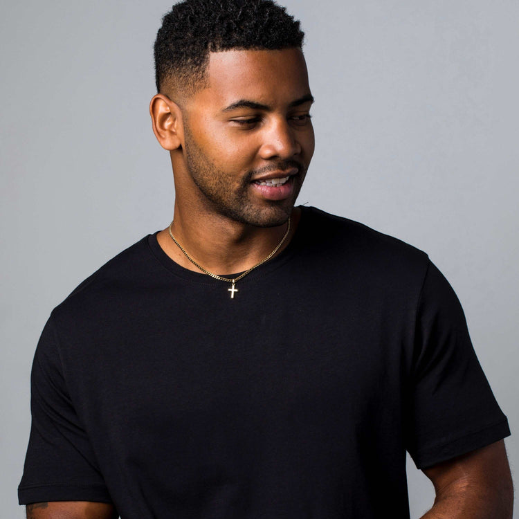 18k Vermeil Micro Simple Cross Pendant in Yellow Gold