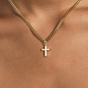 18k Vermeil Micro Simple Cross Pendant in Yellow Gold