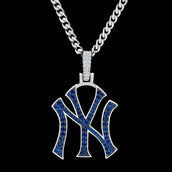 New York Yankees Official MLB Logo Pendant in White Gold