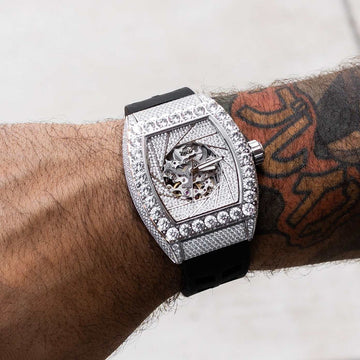 40MM Perennial Era® Auto Watch- Fully Iced w/ Rubber Strap