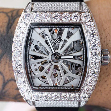 40MM Perennial Era® Skeleton Watch- Fully Iced w/ Rubber Strap