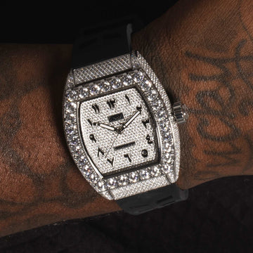 Perennial Era Watch Arabic - Fully Iced - Rubber Strap - The GLD Shop