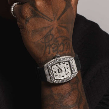 Perennial Era Watch Arabic - Fully Iced - Rubber Strap - The GLD Shop