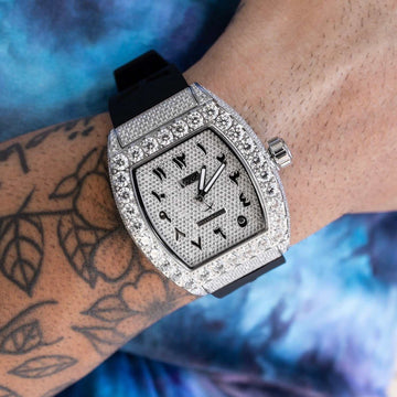 Perennial Era Watch Arabic - Fully Iced - Rubber Strap - The GLD Shop