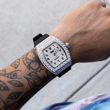 Perennial Era Watch Arabic - Fully Iced - Rubber Strap - The GLD Shop