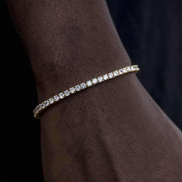 Round Cut Tennis Bracelet in Yellow Gold - 3mm - The GLD Shop