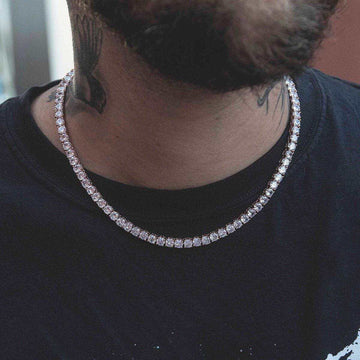 Round Cut Tennis Necklace in Rose Gold - 5mm - The GLD Shop