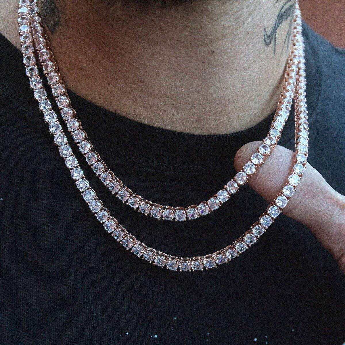 Diamond Tennis Chain in Rose Gold- 5mm- The GLD Shop