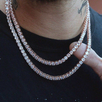 Round Cut Tennis Necklace in Rose Gold - 5mm - The GLD Shop