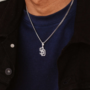 San Diego Padres Micro Pendant in White Gold - The GLD Shop