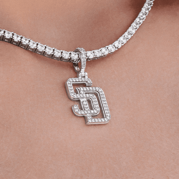 San Diego Padres Official MLB Micro Logo Pendant in White Gold