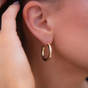 Tube Hoop Earrings in Yellow Gold