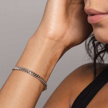 Solid White Gold Cuban Link Bracelet (5mm)