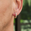 Split Iced Hoop Earrings in Yellow Gold