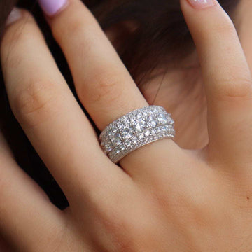 White Gold 5 Layer Diamond Band Ring - The GLD Shop